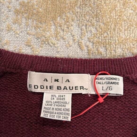 Vintage AKA Mens  Eddie Bauer 100% Lambswool Sweater SZ L EUC made in Hong Kong - Picture 3 of 8